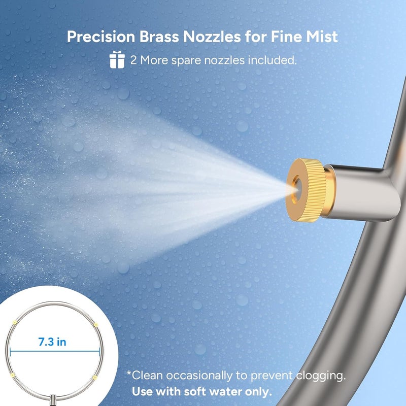 Dr. Prepare Stainless Steel Misting Fan Kit, 16.4ft Mist Hose Fan Mister, Outdoor Water Sprayer for Patio Backyard, Portable Cooling Mist System, Independent Valve for Control (Fans Not Included) - Image 4